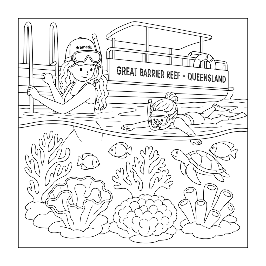 great barrier reef blank — original uncoloured interior page