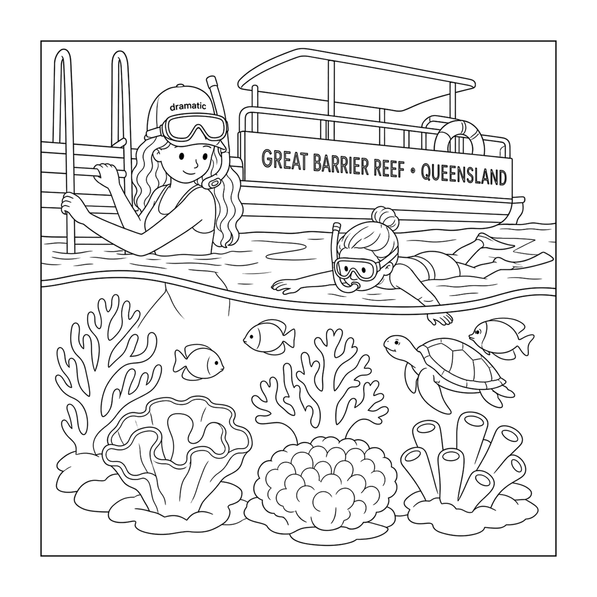 great barrier reef blank — original uncoloured interior page