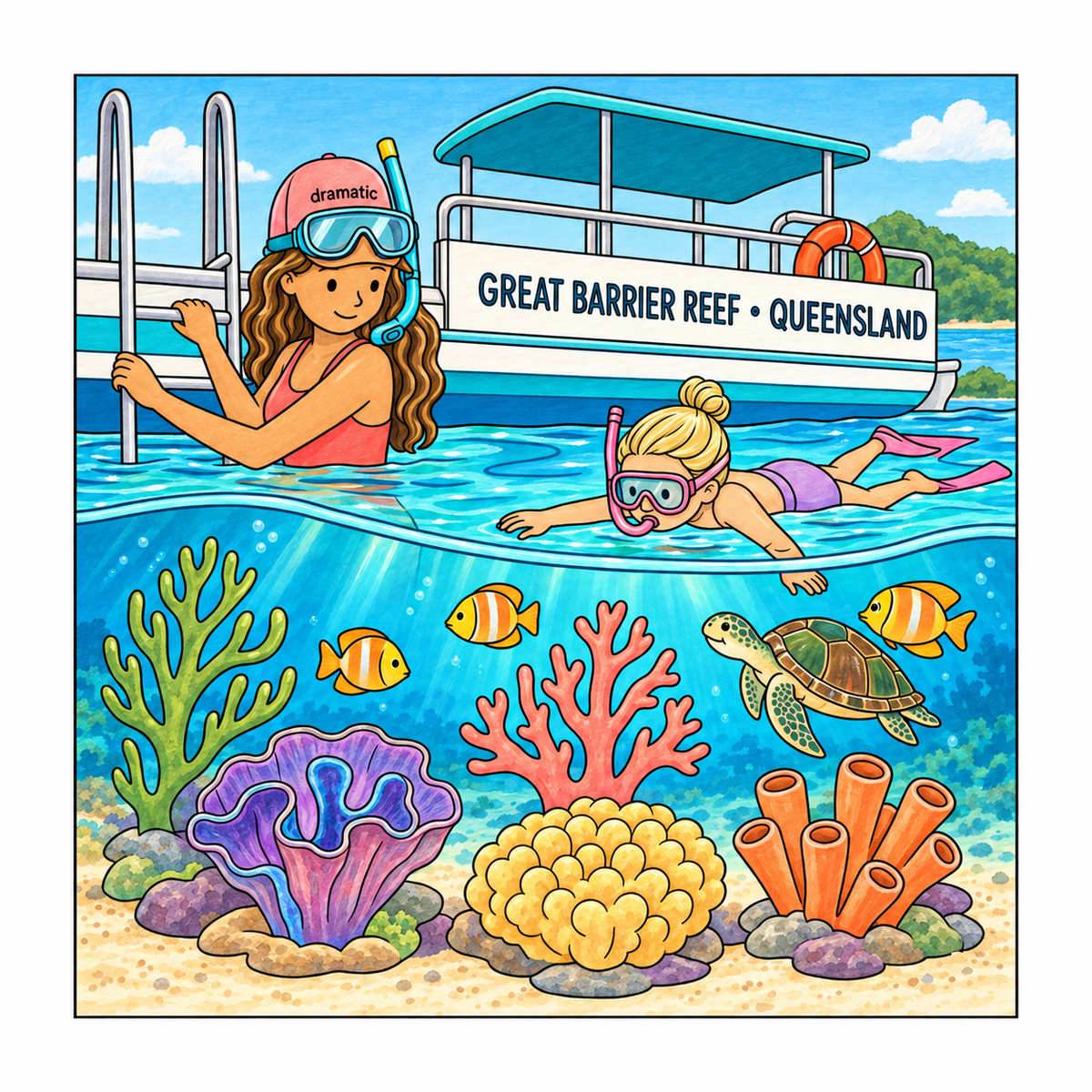 great barrier reef coloured — digitally coloured inspiration; interior pages arrive uncoloured